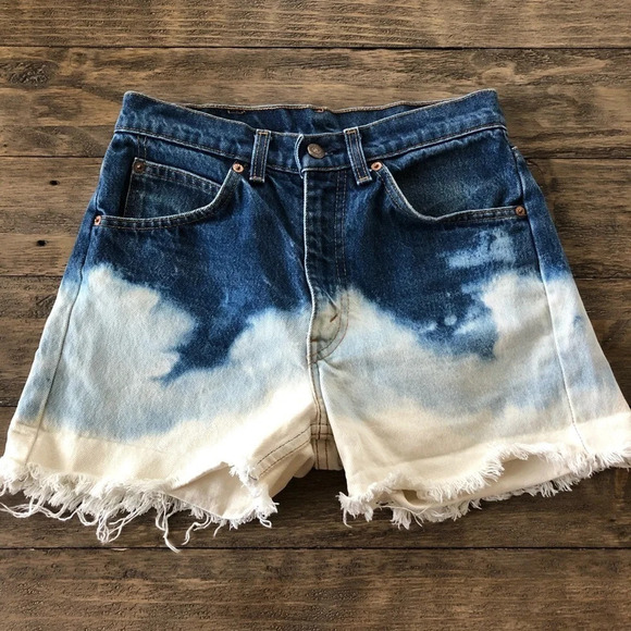 Vintage Levis orange tab bleach Dip Jean Shorts - Picture 1 of 8